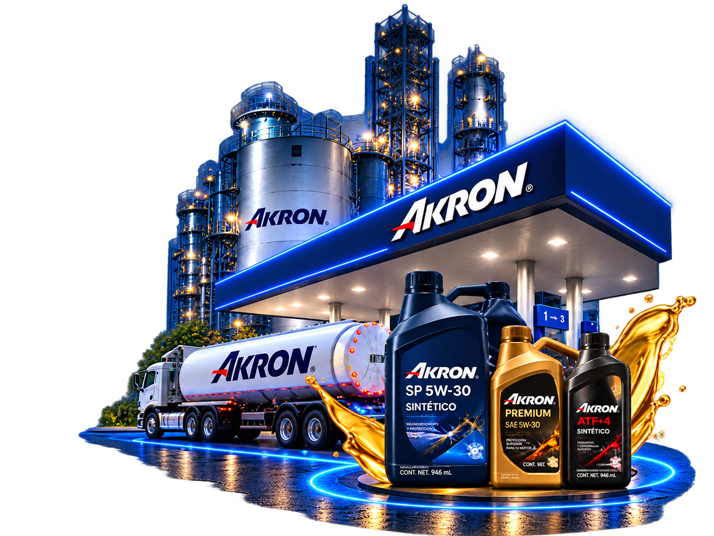 AKRON: gasolinera, planta y lubricantes
