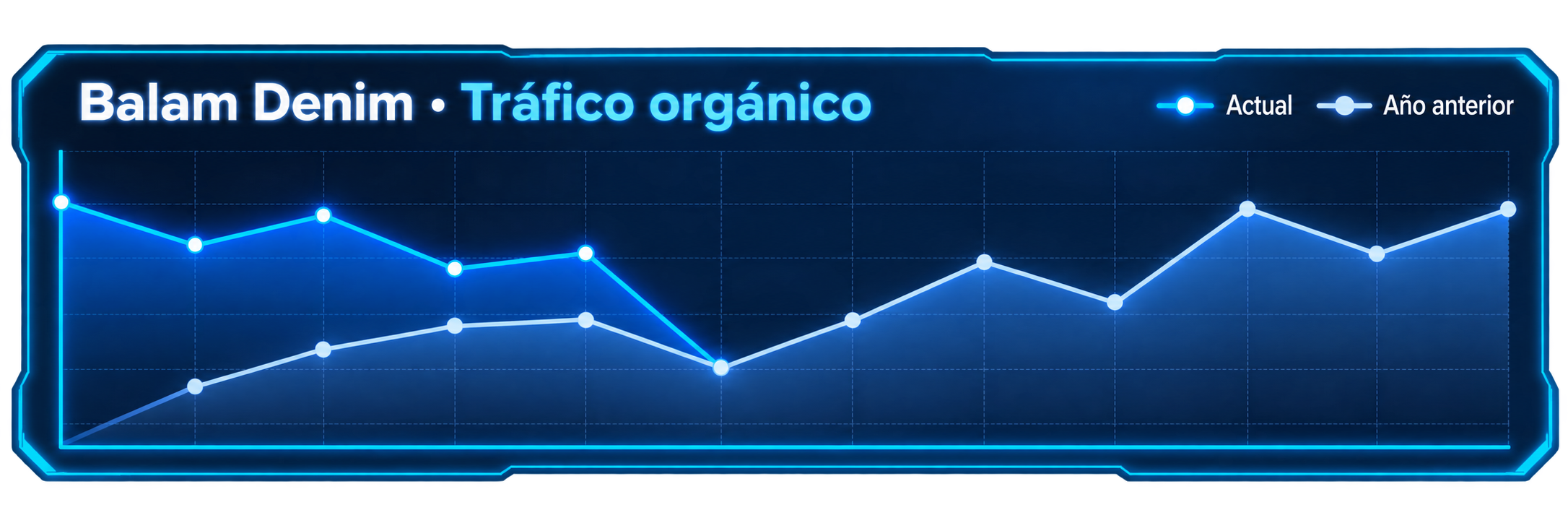 Gráfica de tráfico orgánico de Balam Denim